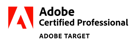 Badge der Adobe Target "Certified Professional" Zertifizierung